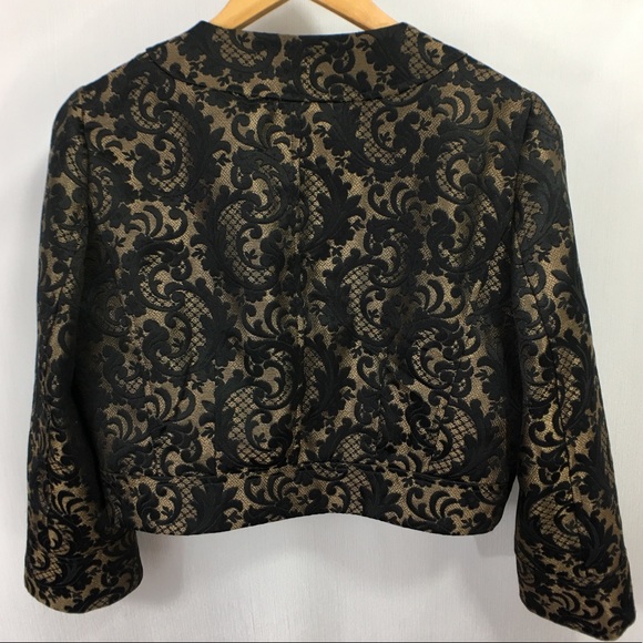 Ann Taylor jacquard bolero/shrug (black and gold) - Picture 2 of 6